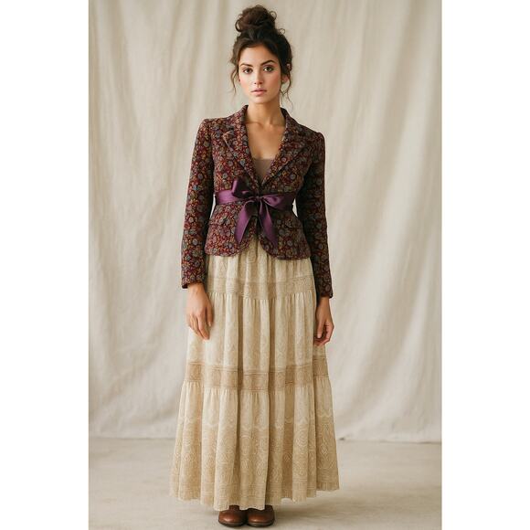 Free people Blazer Jacket 8 Velvet Floral Goth NWT Preppy Academia Grannycore - Picture 8 of 10